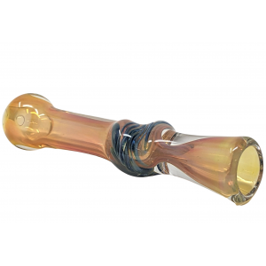 3" Gold Fumed Twisted Ribbon Center Round Mouth Chillum Hand Pipe - (Pack of 5) [DJ505]