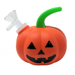 Silicone Pumpkin Smiley Face W/ Glass Bowl Water Pipe [GW9743]