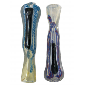 3" Dual Color Braided & Galaxy Ribbon Chillum Hand Pipe - (Pack of 2) [GWRKD32]