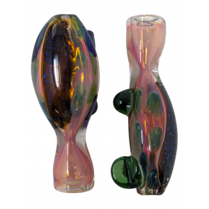 3" Gold Fumed Galaxy Stripe & Dot Standing Chillum Hand Pipe - (Pack of 2) [GWRKP104]