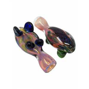 3" Gold Fumed Galaxy Stripe & Dot Standing Chillum Hand Pipe - (Pack of 2) [GWRKP104]