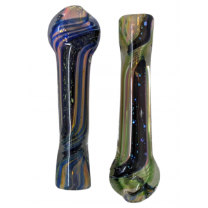 3.5" Gold Fumed Dichro & Slyme Ribbon Twisted Mouth Chillum Hand Pipe - (Pack of 2) [GWRKP105]