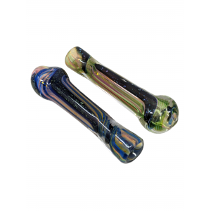3.5" Gold Fumed Dichro & Slyme Ribbon Twisted Mouth Chillum Hand Pipe - (Pack of 2) [GWRKP105]