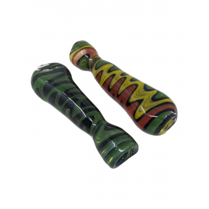 3.5" Assorted Wig Wag Flat Mouth Chillum Hand Pipe - (Pack of 2) [GWRKP106]