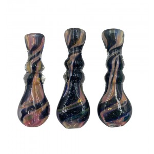 3" Gold Fumed Double Ball Art Twisted Dicro Art Chillum Hand Pipe Pack of 2 [GWRKP94] 