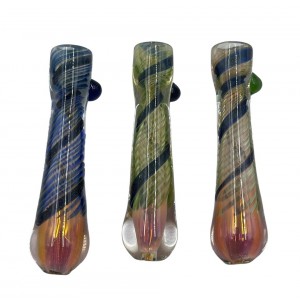 3" Gold Fumed Twisted Stripe Single Marble Chillum Hand Pipe - (Pack of 2) [GWRKP96]