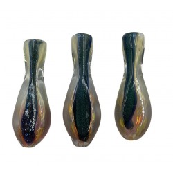 3" Gold Fumed Flat Body Center Galaxy Stripe Chillum Hand Pipe - (Pack of 2) [GWRKP99]