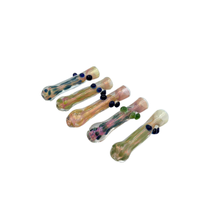 3" Gold Fumed Strip Work Art Heavy Chillum Hand Pipes (Pack of 5) [HGCH161]