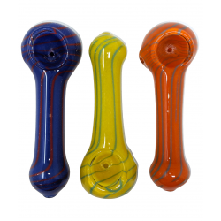 4.5" 80g multi-color line round Mouth Frit Pipe "Assorted Color"