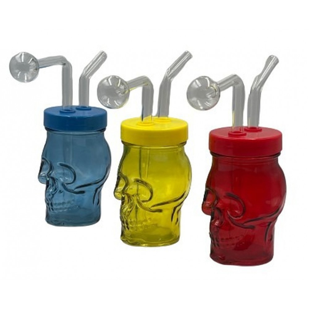 Skull Head Juicebox Bubbler Hand Pipe with Oil Dome [JO18]
