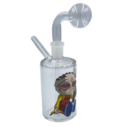 Large Glass On Rubber Bubbler Hand Pipe [JO20] 