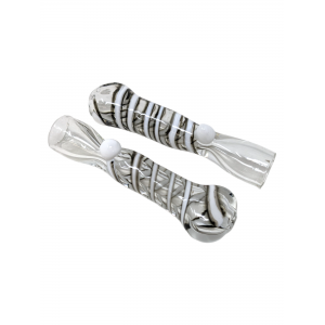 3" Striped Ribbon Flat Mouth Chillum Hand Pipe - (Pack of 2) [LHAN0006]