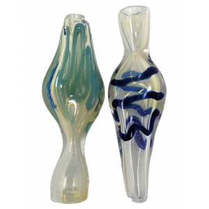 3.2" Silver Fumed Swirl Line Conical Chillum Hand Pipe - (Pack of 2) [LHAN0007]