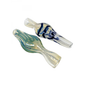 3.2" Silver Fumed Swirl Line Conical Chillum Hand Pipe - (Pack of 2) [LHAN0007]