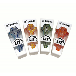 3" Assorted Colors Hand Pipes Display - 12Ct [3LT12CTD]
