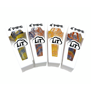 4" Assorted Colors Hand Pipes Display - 12Ct [4LT12CTD]