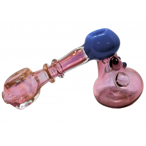 7" Gold Fumed Multi Marble Square Mouth Hammer Bubbler Hand Pipe - [MTS0004]