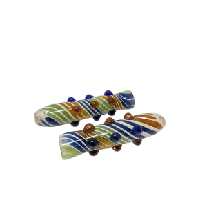 3.5" Tri-Color Ribbon Swirl Multi Marble Chillum Hand Pipe - (Pack of 2) [RKP226]