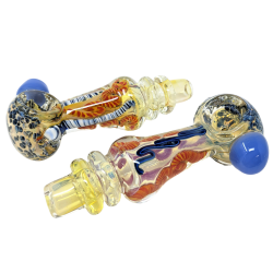 5" Fumed & Frit Art Head Double Rim Hand Pipe - (Pack of 2) [RKB44]