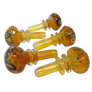 3" Heavy Gold Fumed Double Rim Art Hand Pipe - (Pack of 5) [RKB48]