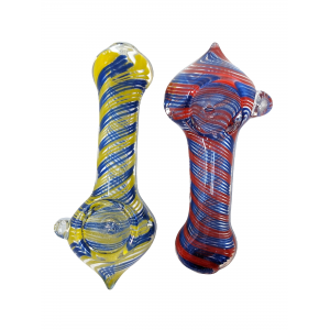 3.5" Twisted Rod Art Pointed Head Hand Pipe (Pack Of 2) [PT-12]