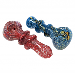 3" Frit Art Double Rim Art Hand Pipes (Pack of 2) - [RJA15]