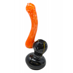 6" Double Tone Frit with Line Work Bubbler Hand Pipe - [RJA25]