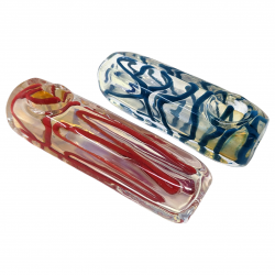 3" Silver Fumed Spiral Art Square Shape Hand Pipe (Pack of 2) - [ RJA47]