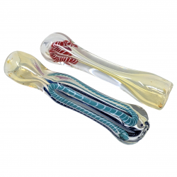 3" Assorted Silver Fumed Swirl Ribbon Chillum Hand Pipe - (Pack of 2) [RJA56]