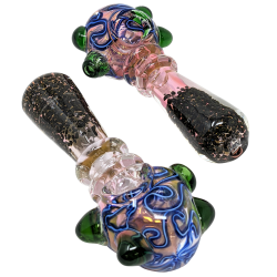 5" Gold Fumed & Frit Art Double Rim Hand Pipe - (Pack of 2) [RKB43]
