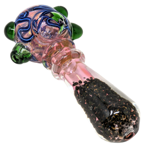 5" Gold Fumed & Frit Art Double Rim Hand Pipe - (Pack of 2) [RKB43]