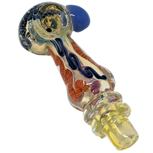5" Fumed & Frit Art Head Double Rim Hand Pipe - (Pack of 2) [RKB44]