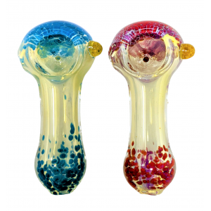 2.5" Silver Fumed Frit Art Head & Mouth Hand Pipe (Pack of 2) - [RKD07]