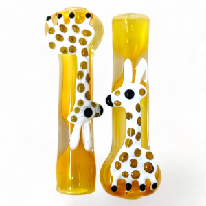 3.5" Gold Fumed Graceful Giraffe Art Chillum Hand Pipe - 2Ct [RKD17]