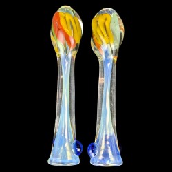 4" Gold Fumed Long Tower Colorful Concoction Chillum Hand Pipe - 2Ct [RKD18]