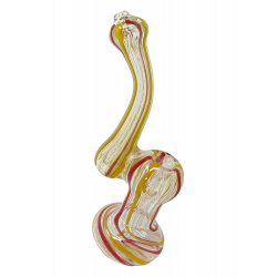 7" Twisted Swirl Clear Bubbler Hand Pipe - [RKGB3]