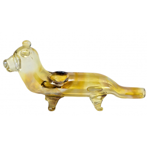 6.5" Gold Fumed Dog Animal Hand Pipe - [RKGS46]