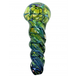 4" Twisted Rod Spiral Dicro Art Hand Pipe - [RKGS49]