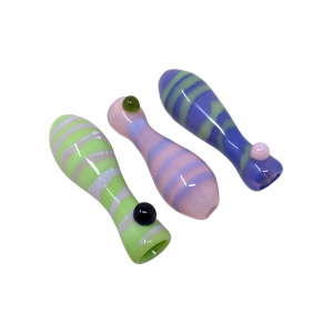 3" Striped Slyme Round Body Chillum Hand Pipe - (Pack of 3)  [GWRKP40]