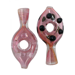 Gold Fumed Multi Marble Donut Chillum Hand Pipe - (Pack of 2) [RKP80]