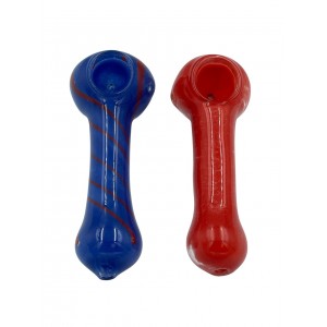 4" Solid Frit Work Spoon Assorted Colors Hand Pipe (Pack of 2) [GWRKD70]
