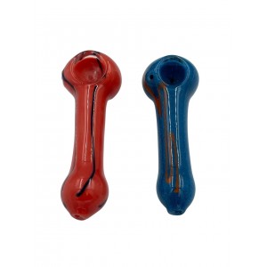 4" Solid Frit With Straight Rod Work Assorted Colors Hand Pipe (Pack of 2) [GWRKD74]