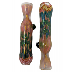 3" Gold Fumed Scribble Ribbon Marble Chillum Hand Pipe - (Pack of 2) [RKP269]