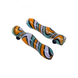 3" Tri-Color Twisted Line Rope Chillum Hand Pipe - (Pack of 2)  [GWRKP46]