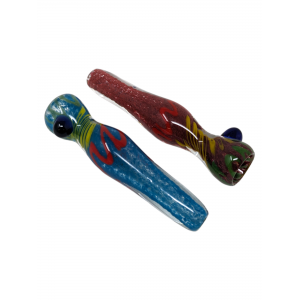 3.5" Frit Swirl Ribbon Pinched Mouth Chillum Hand Pipe - (Pack of 2) [RKP144]