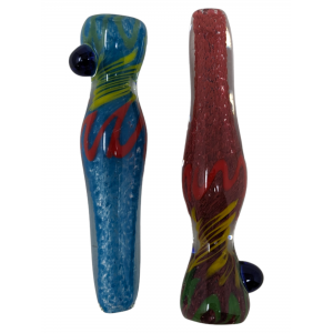 3.5" Frit Swirl Ribbon Pinched Mouth Chillum Hand Pipe - (Pack of 2) [RKP144]