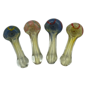 3" Silver Fumed Frit Art Head Hand Pipe (Pack of 4) [RPHAN0115] 