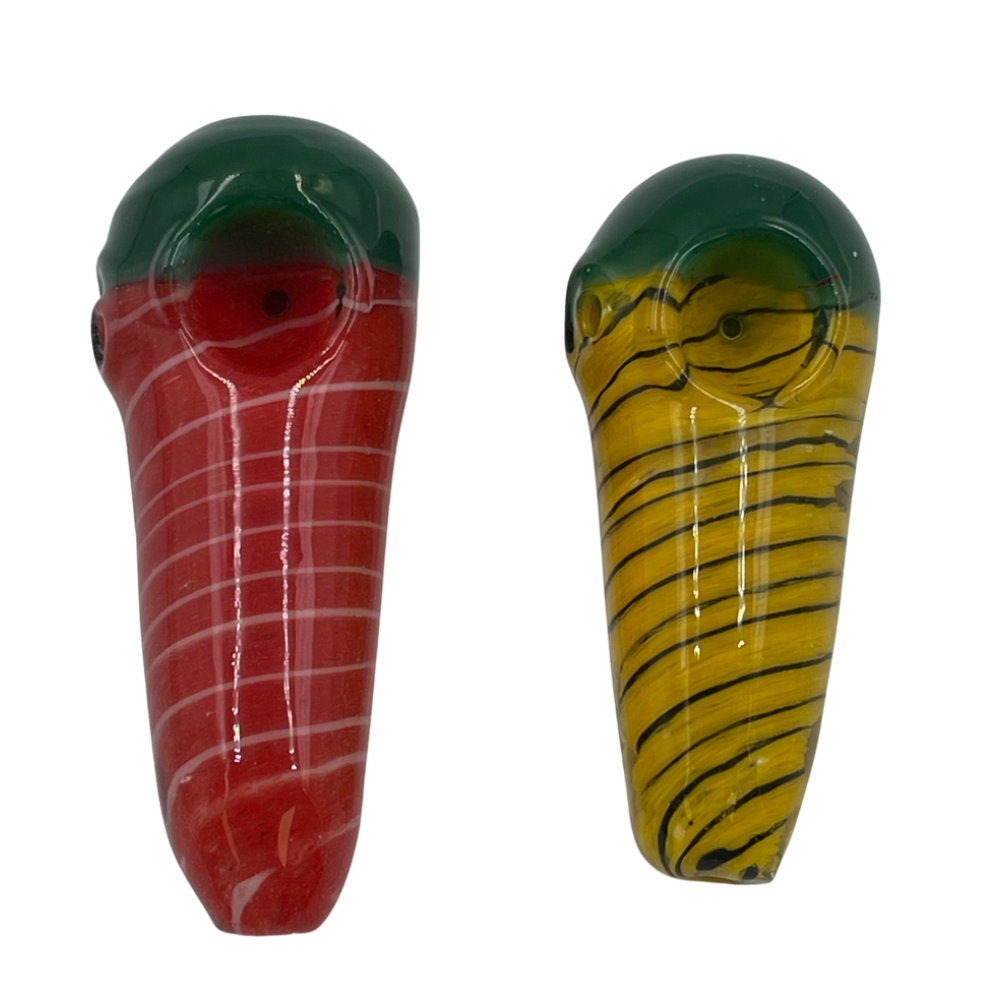 4" Color Tube Head Frit Art Body Spoon Hand Pipe (Pack of 2) [RPHAN0120]