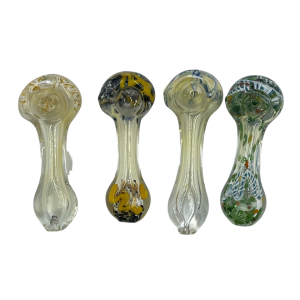 3" Silver Fumed Frit & Rod Art Hand Pipe (Pack of 4) [RPHAN0137] 