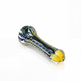3.5" Gold Fumed Ribbon Stripe Dichroic Hand Pipe – 2ct Pack